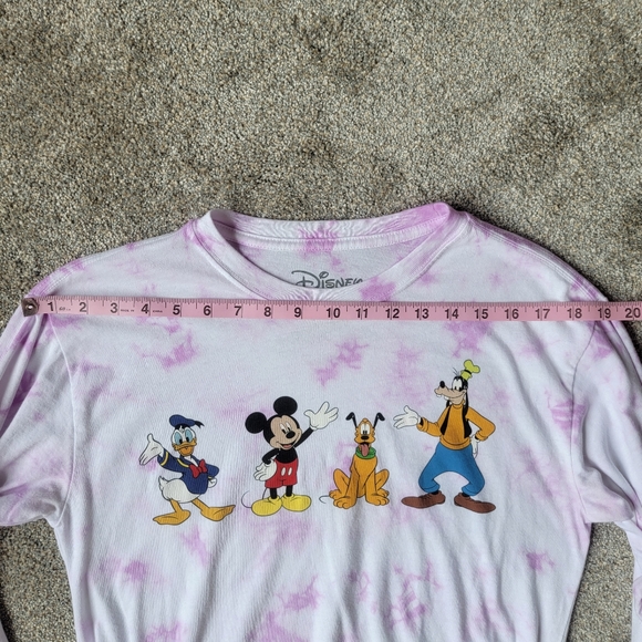 Disney tie dye long sleeve cropped tee characters Front & Back. M - Picture 6 of 10